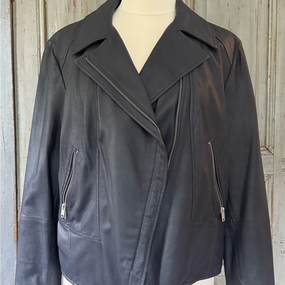 Women's Slate/Black Leather Jacket size XL